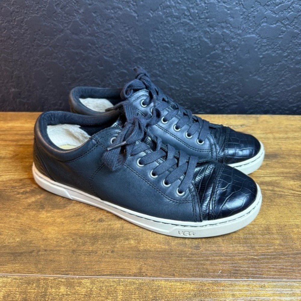 UGG Tye Croc 1015066 Black Leather Fashion Sneakers Womens 8.5